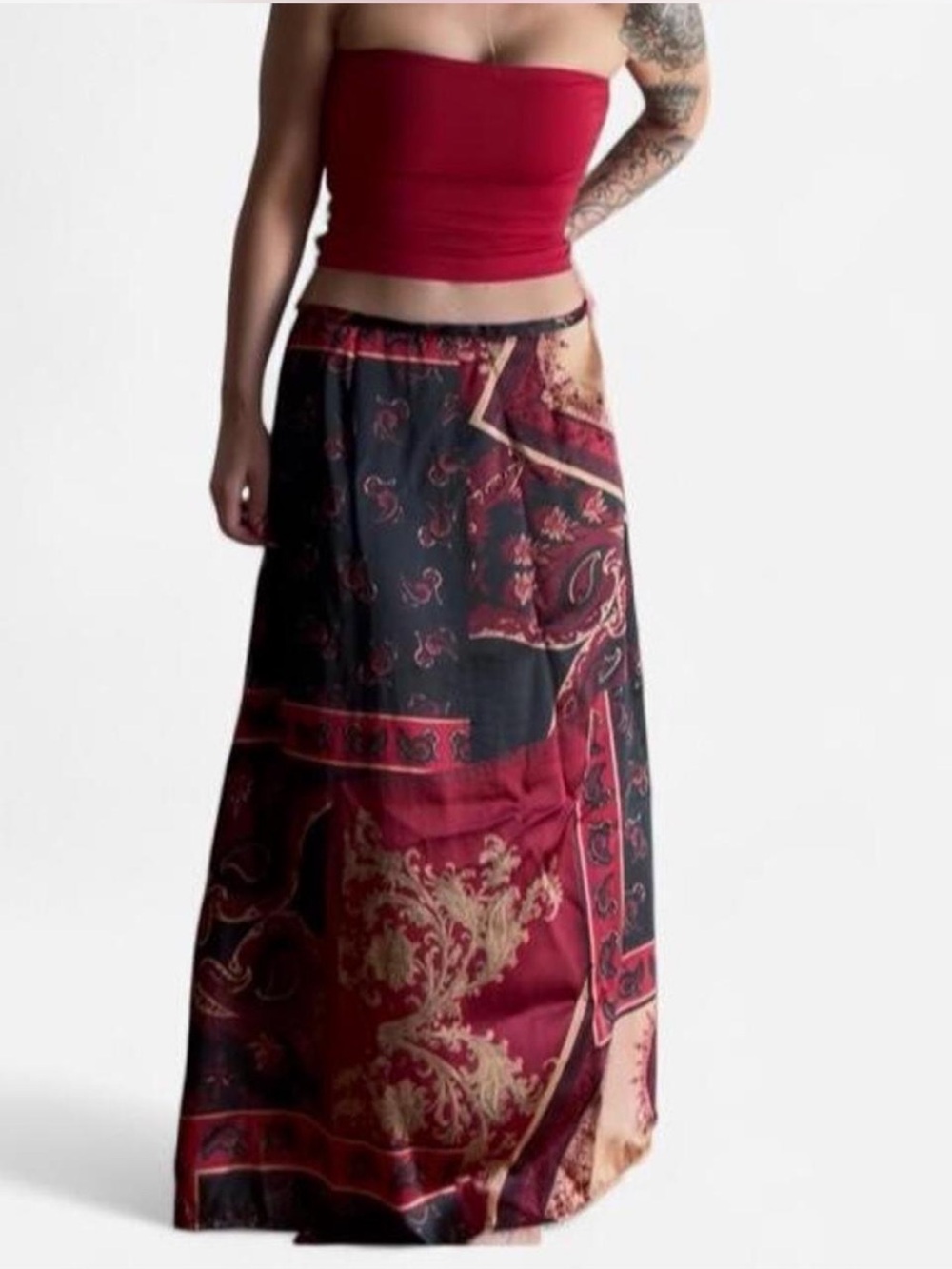 VTG 90s Paisley Patchwork Midi Skirt